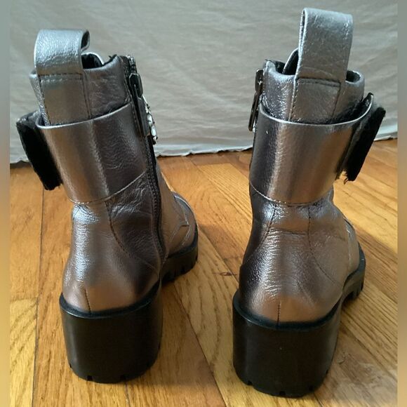 Karl Lagerfeld 6.5 leather silver boots embellished, bling - Picture 9 of 12